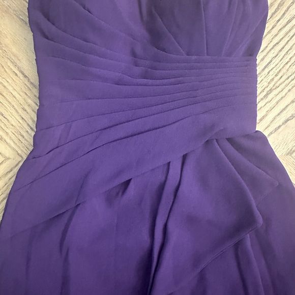 Draped Chiffon Purple Cocktail Dress Gathered Bustier Strapless Bra Insert Sz 6 - Picture 3 of 12